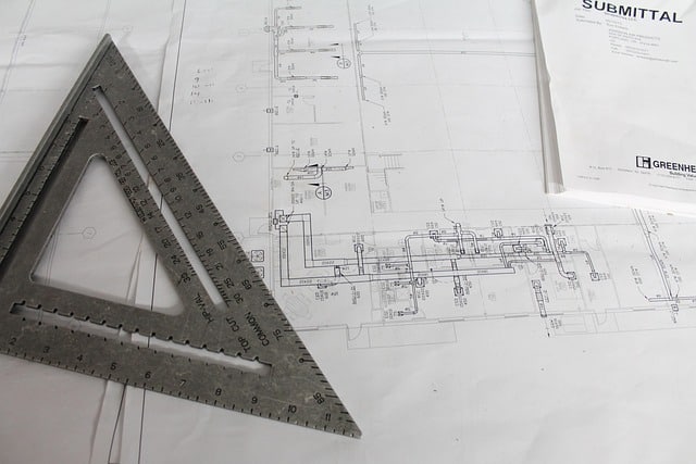 a section drawing with a ruler