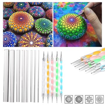 33PCS Mandala Dotting Tools Set with Mandala Stencil/Dotting Tools/Brushes/Paint