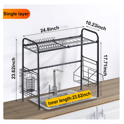 Over Sink Dish Rack, 25.59 Sink Rack Dish Drainer Dish Drying Rack for  Kitchen Organizer Storage Space Saver Shelf Utensils Holder Dish Rack Over  Sink 