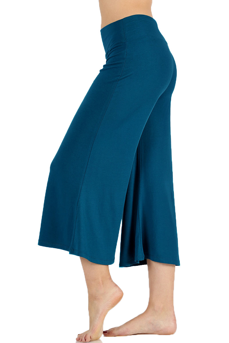 Premium High Elastic Waistband Wide Leg Gaucho Capri Pants – ShezPretty