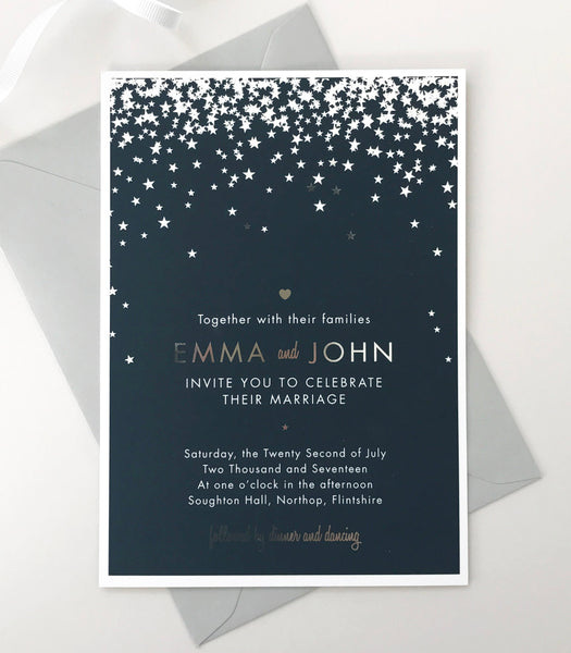 silver foil wedding invitations by Project Pretty