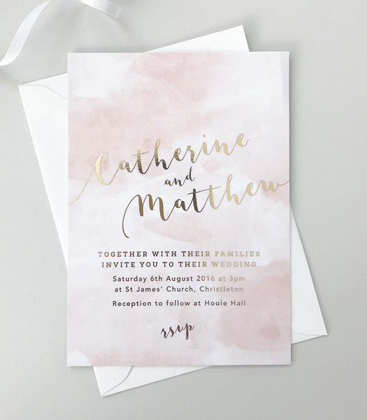 Gold foil wedding invitations