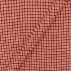 Slub Cotton Peach Colour 42 Inches Width Checks Fabric