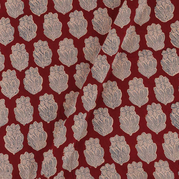  Cotton Authentic Bagru Brick Red Colour Floral Block Print Fabric 9421DN Online