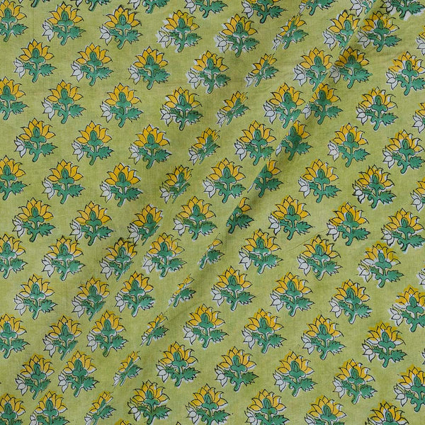 Soft Cotton Pista Green Colour 43 Inches Width Floral Block Print Fabr -  SourceItRight