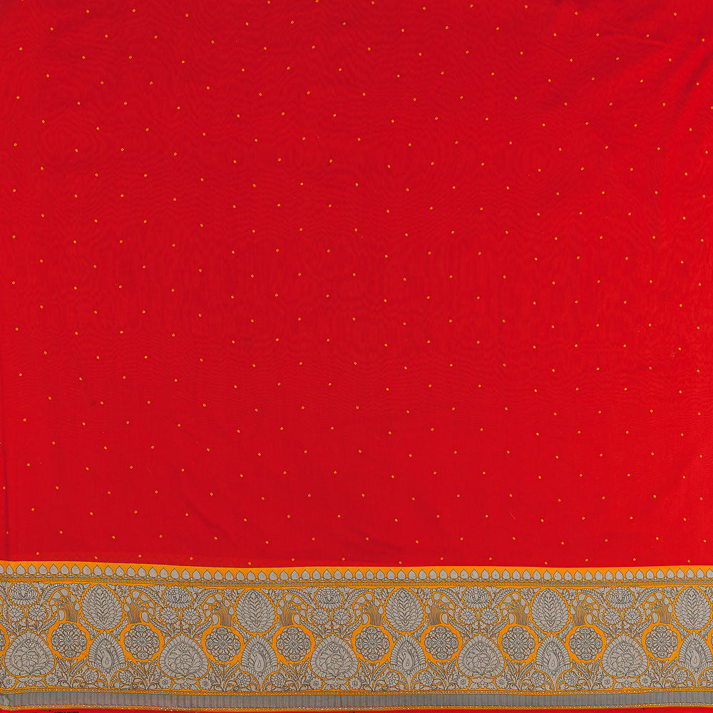 Buy Viscose Muslin Silk Feel Orange Red Colour Badla Work Daman Border  Fabric Online 9997 - SourceItRight