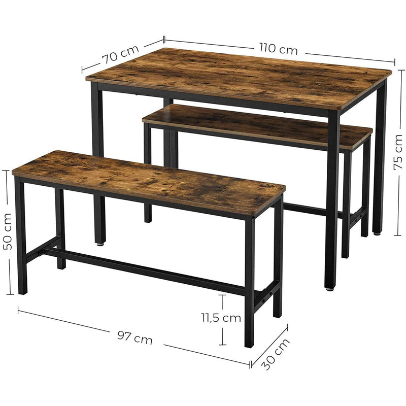 Nancy's dining table with 2 Banks - For 4 Persons - Kitchen - Industrial Table - Dining Table - 110 x 75 x 75 cm