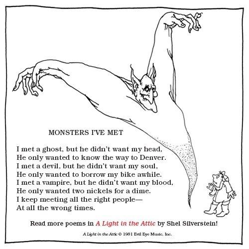 Monster I Met poem by Shel Silverstein