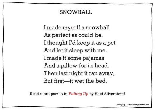 Snowball poem by Shel Silverstein