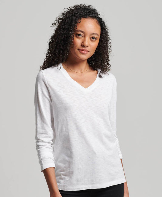 Superdry Studios Long Sleeve Slub Jersey Top Desert Bone Off White Marl | A  Brilliant Disguise