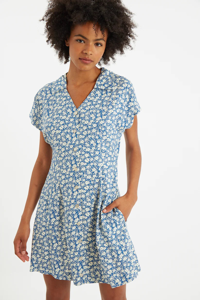 Louche Prudence Periwinkle Mini Shirt Dress - A Brilliant Disguise