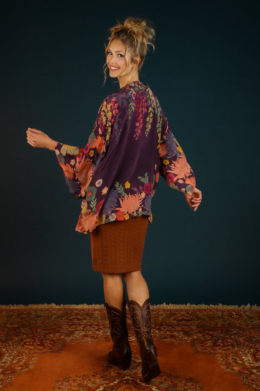 Powder Winter Floral Kimono Jacket Heather - A Brilliant Disguise