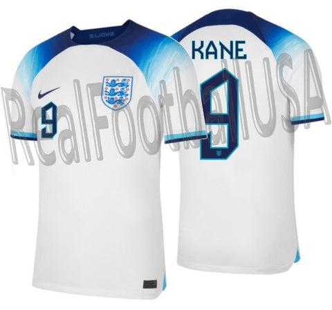 Nike England Authentic Match Harry Kane Home Jersey 22/23 w/ World Cup 2022 Patches(White/Blue Fury/Blue Void) Size M