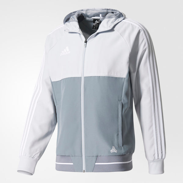 white and grey adidas jacket