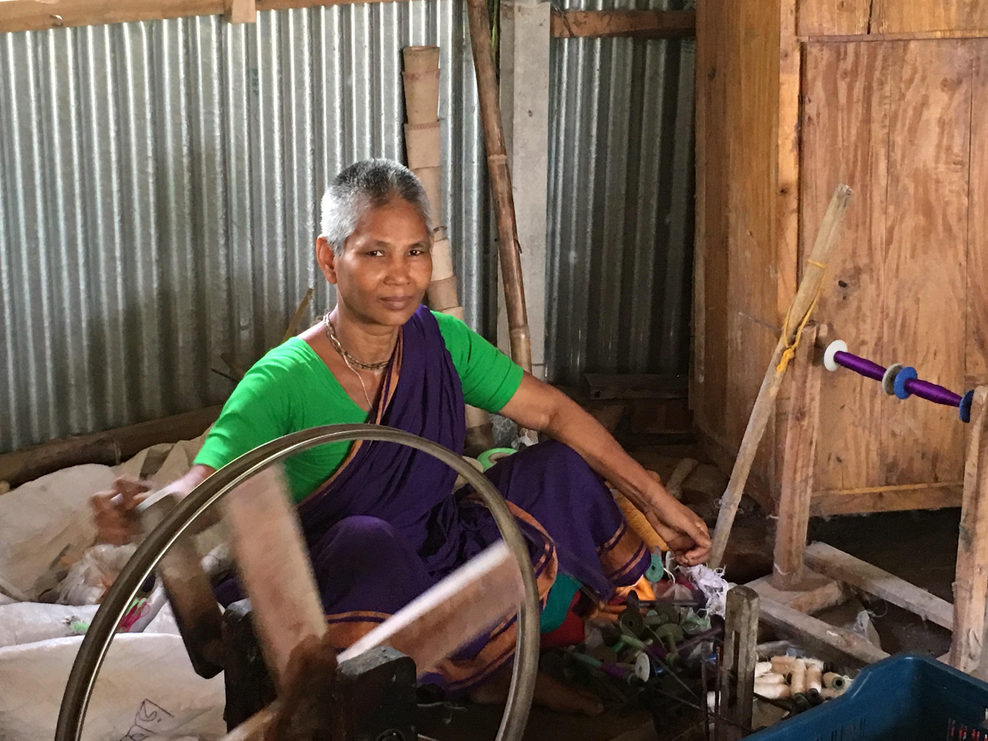 Spinning cotton in Bangladesh. 