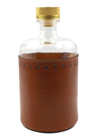 Star Stamped Leather Wrapped Decanter