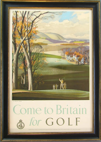 "Come to Britain for Golf" Vintage Travel Poster, Circa 1952
