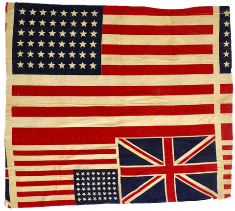 Bolt of 48-Star American Flags with a Union Jack, Printed on Cotton, Circa 1945