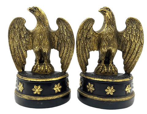 Vintage Borghese Eagle Bookends with Black Base