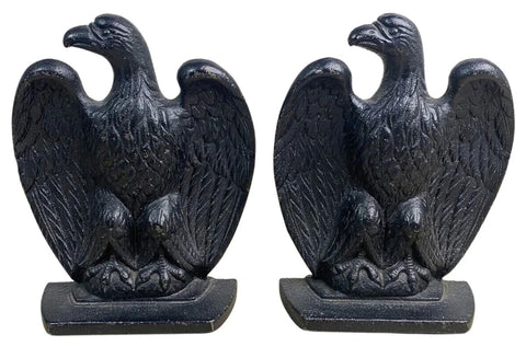 Vintage Cast Iron Bald Eagle Bookends, circa 1950s