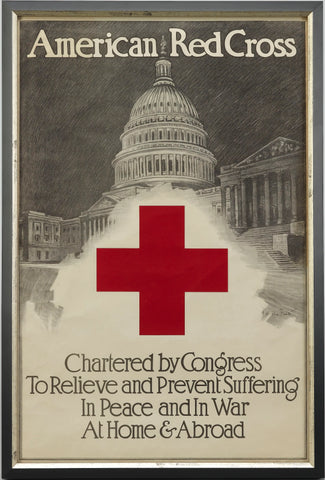 "American Red Cross. Chartered by Congress" Vintage WWI Red Cross Poster by Franklin Booth, 1918