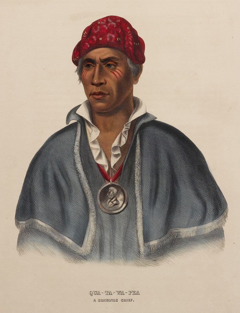 "Qua-Ta-Wa-Pea: A Shawanoe Chief" Hand-Colored Lithograph