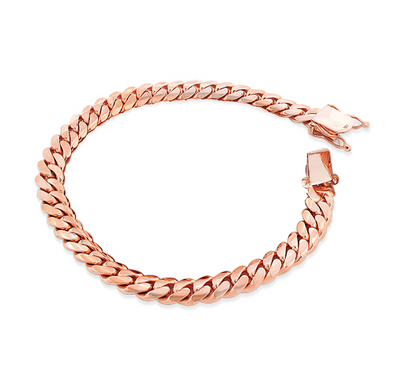 8 MM Rose Gold Cuban Link Bracelet (10k Gold) THIN – goldfevermiami