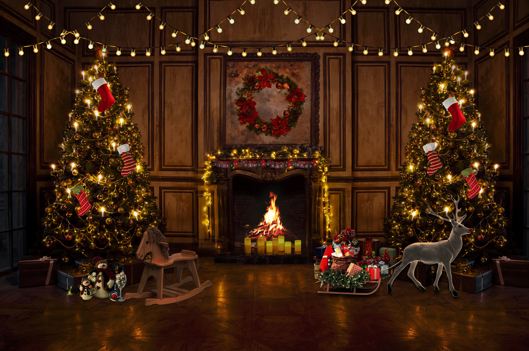 Kate クリスマスツリーの暖炉の背景布 Katebackdrop Jp