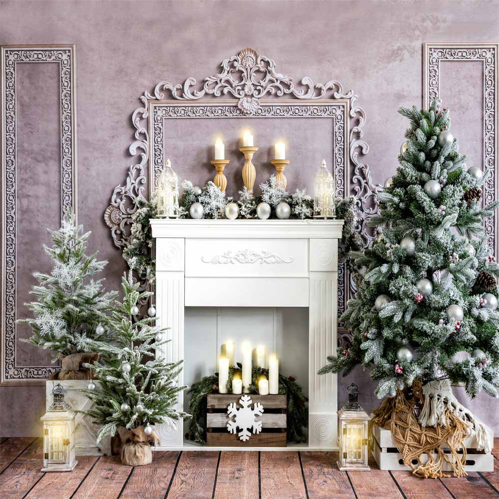 Kateクリスマスの背景エレガントな暖炉の木のキャンドル Katebackdrop Jp