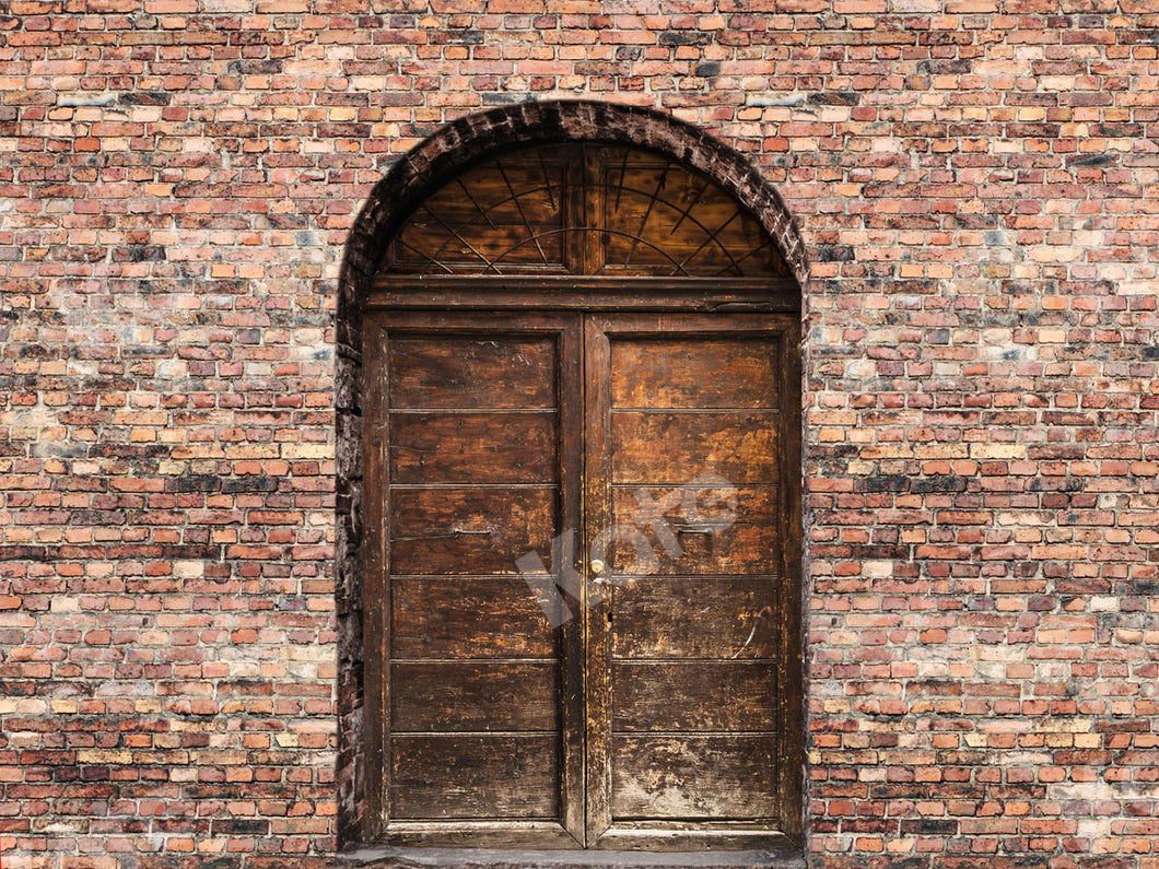 Kate 木製のドアとヴィンテージのレンガの壁の背景布 Katebackdrop Jp
