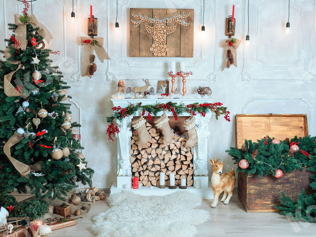 割引を購入kate 写真のクリスマスツリーの暖炉の背景 Katebackdrop Jp