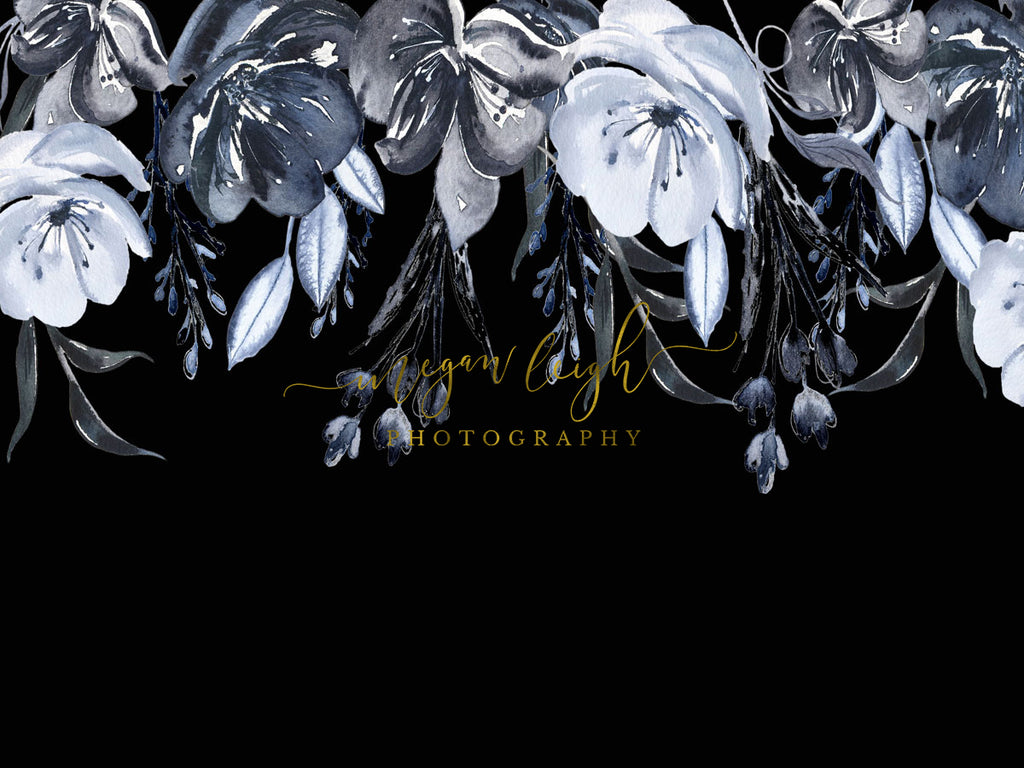 Kate 黒い背景に白いぶら下げ花の背景布 Katebackdrop Jp