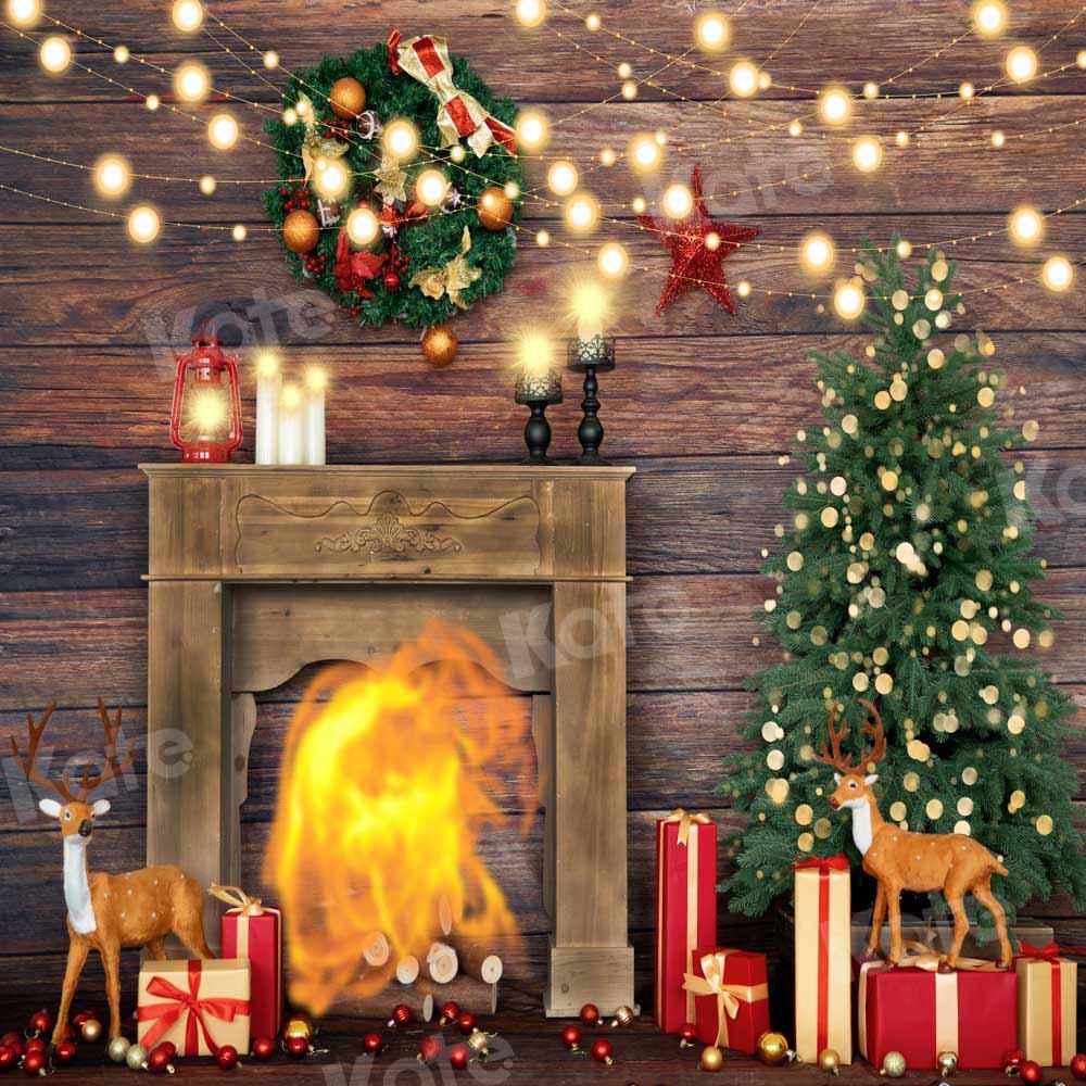 写真撮影のためのkateクリスマス暖炉の背景ウッドハウス Katebackdrop Jp