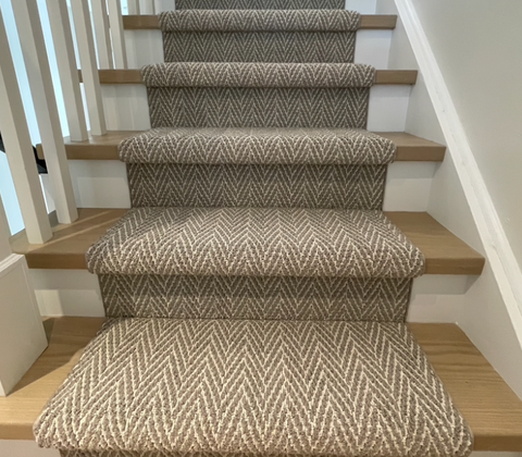 customize stair runner with binding edge installed with pad