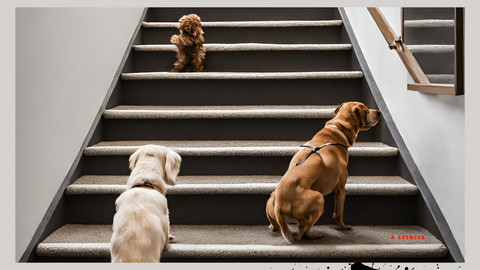dogs on steep stairs without carpet