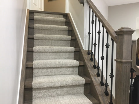 grey stair runner carpet with pattern