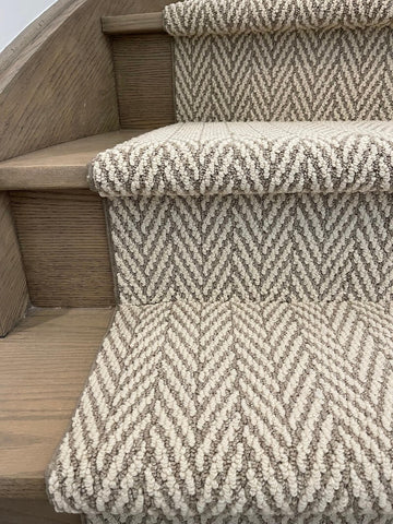 Plaza Taupe Staircase runner in a herringbone pattern
