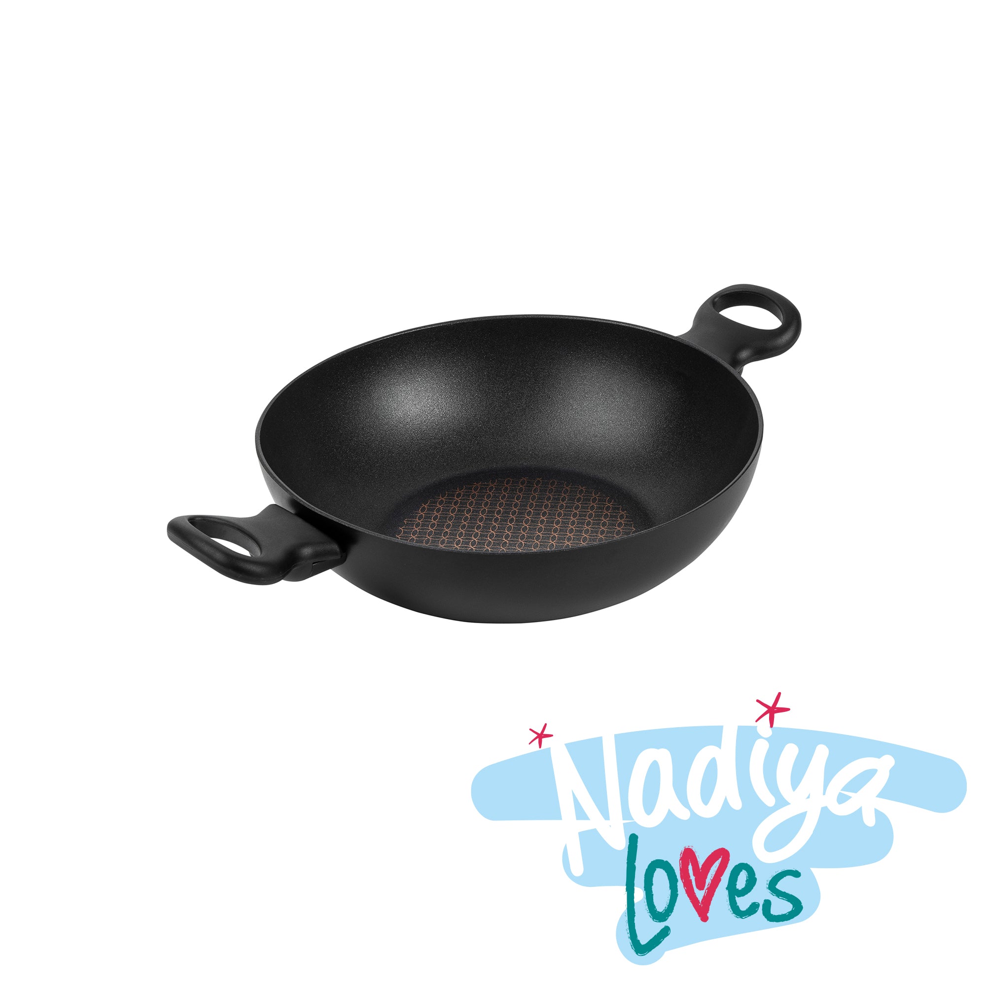 An image of Nadiya Hussain 4 in 1 Non-stick Wok Set with Steamer & Multi-Use Lid