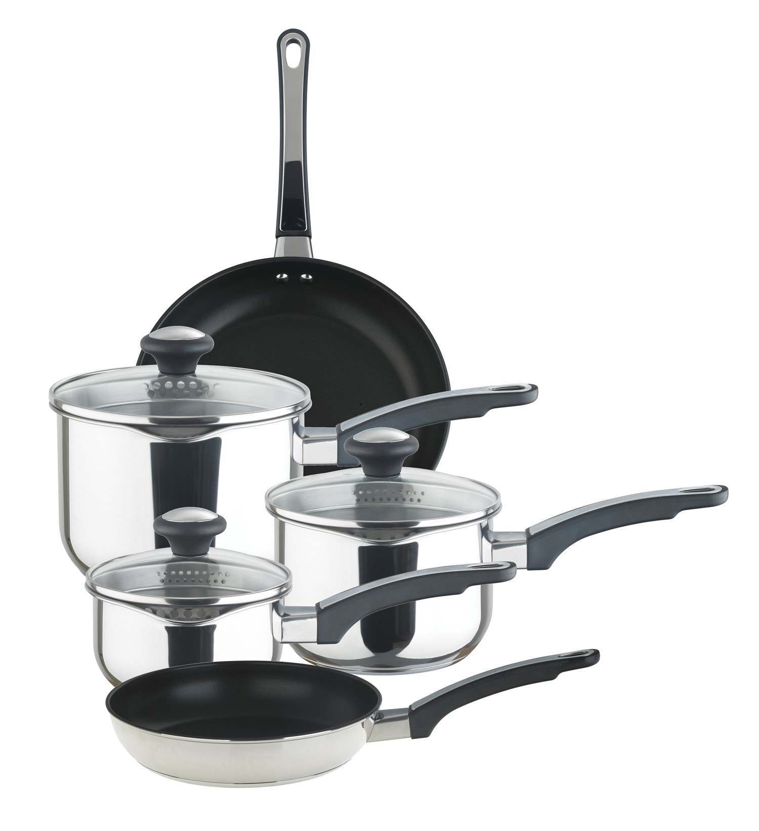 An image of Cook & Strain Stainless Steel 5 Piece Saucepan Set