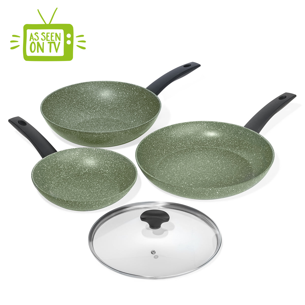 An image of Eco 3 Piece Non-stick Pan Set + FREE Lid