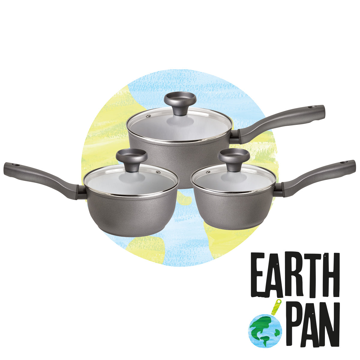 An image of Earth Pan 3 Piece Non-Stick Saucepan Set