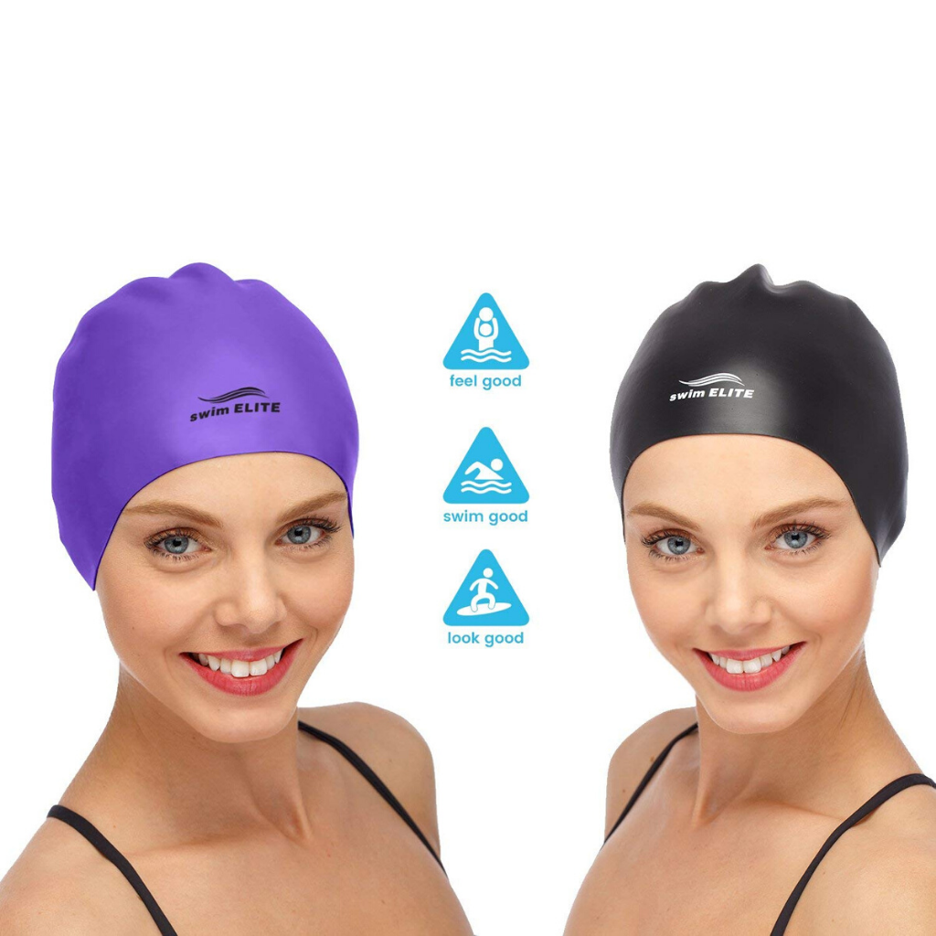 2-in-1 Premium Silicone Swim Cap - Reversible - Wear It On Both Sides ...