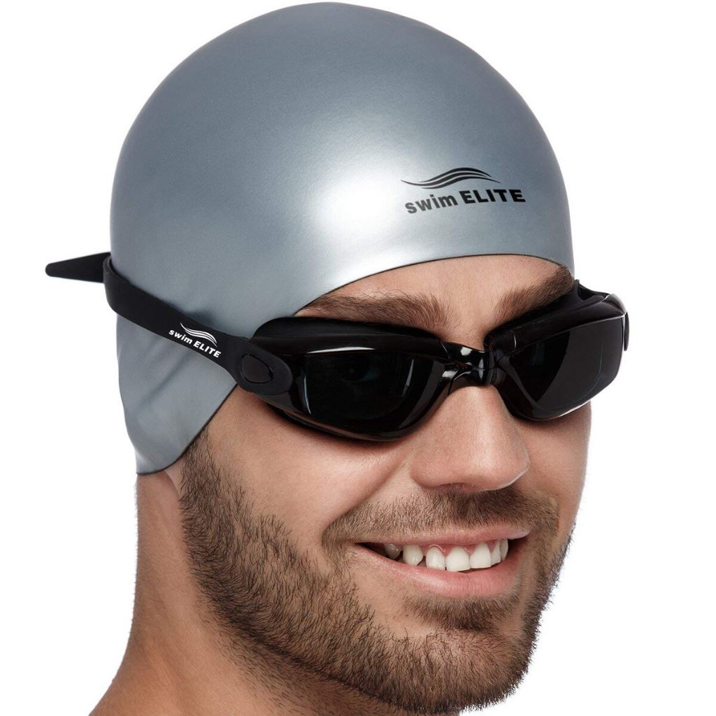 swimming cap and goggles