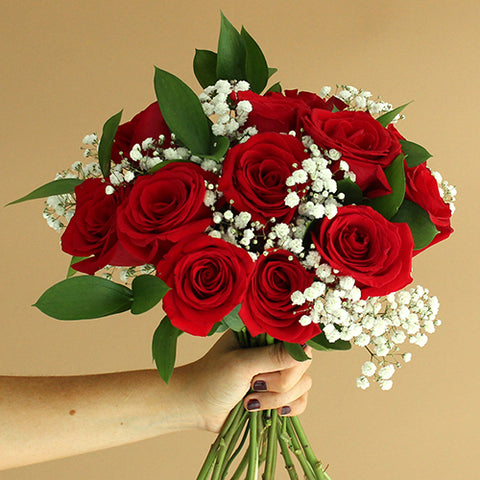 Perfect Pair Red Rose Bouquet and Petals