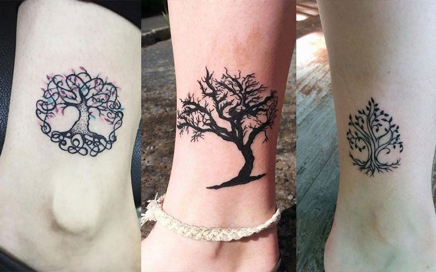 tatouage arbre de vie cheville