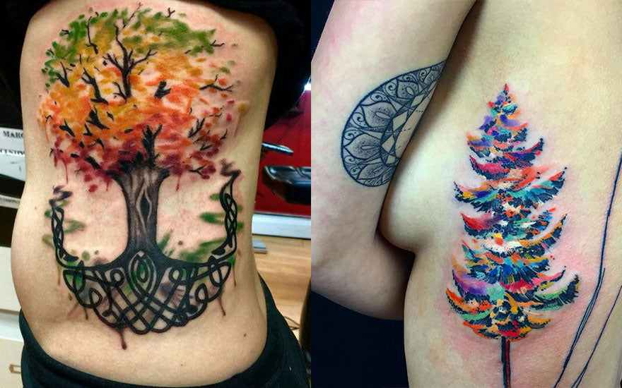 tatouage arbre de vie couleur