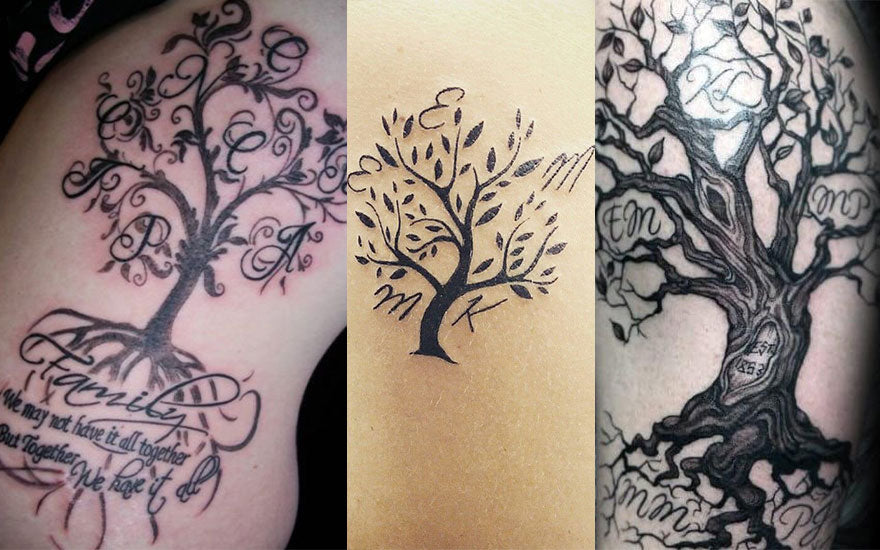 tatouage arbre de vie initiales