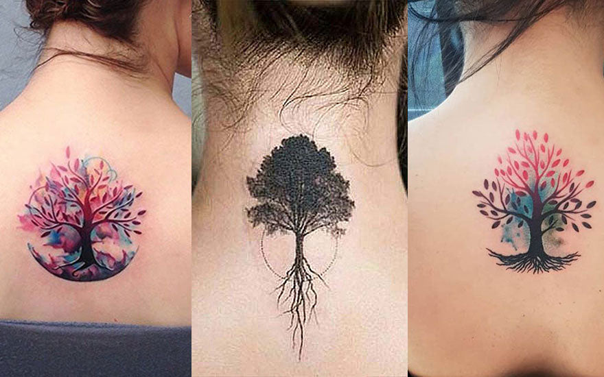 tatouage arbre de vie nuque