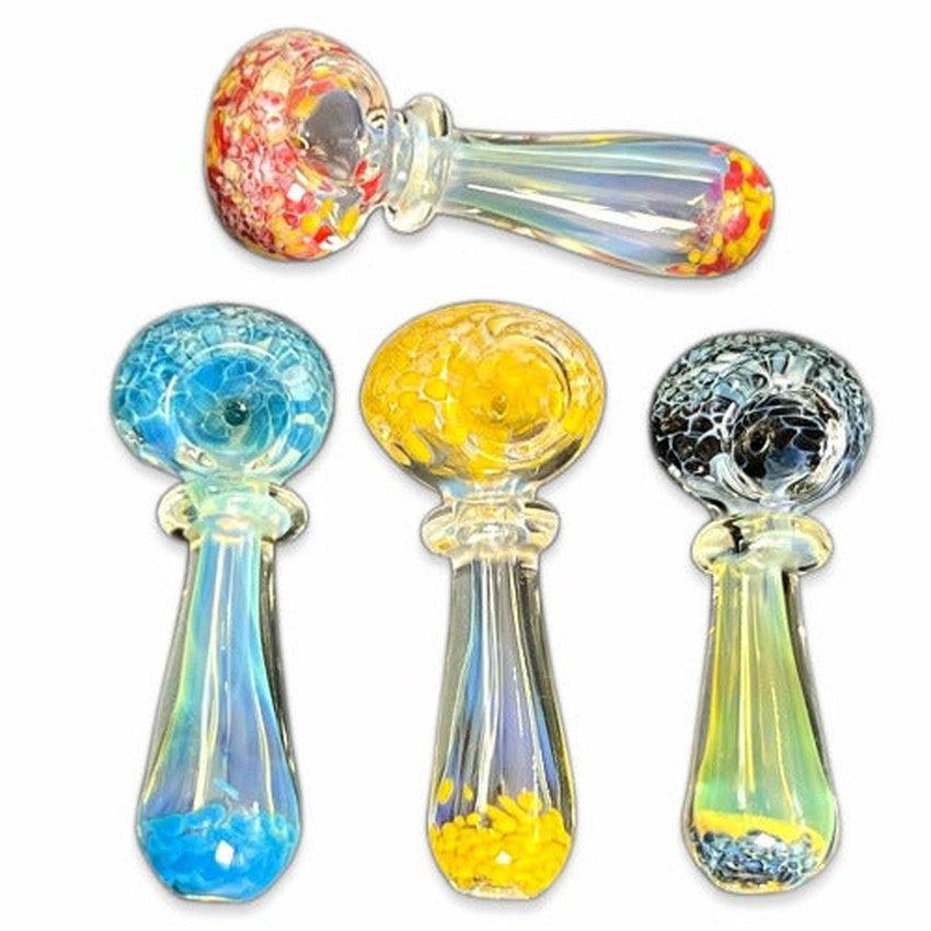 3" Two Way Frit Art Mini Spoon Hand Pipe - Design May Vary - (1 Count)