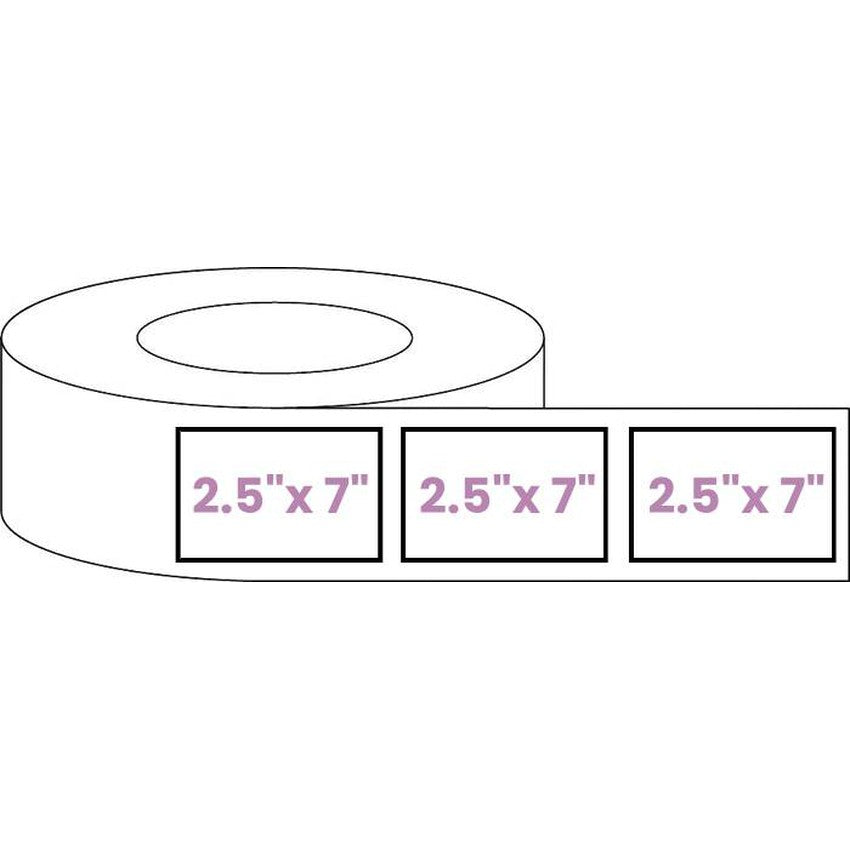 Blank Roll 2.5" x 7" Rectangle White Gloss Premium BOPP Labels